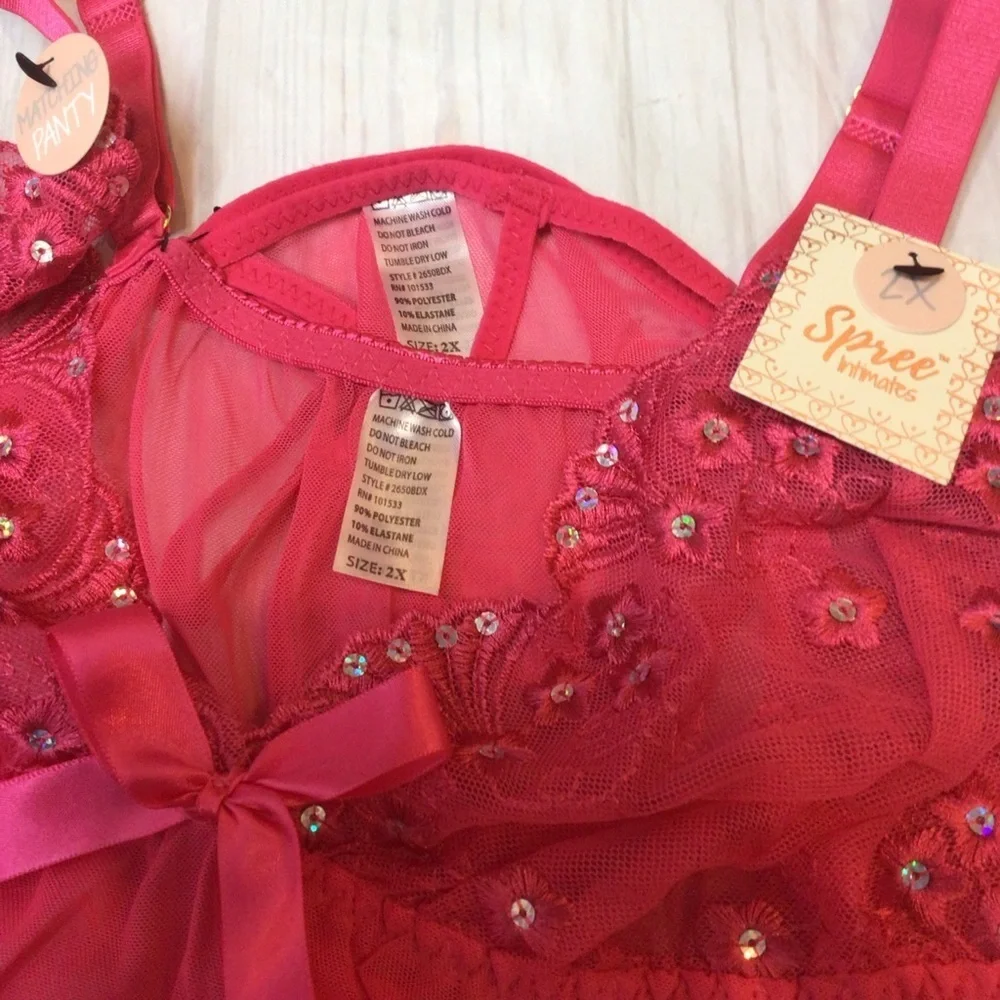 Spree Intimates Hot Pink Babydoll Lingerie Set